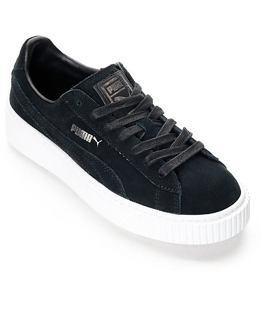 puma suede black leather