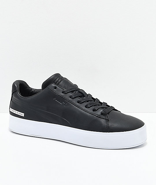 puma black and white platform shoes
