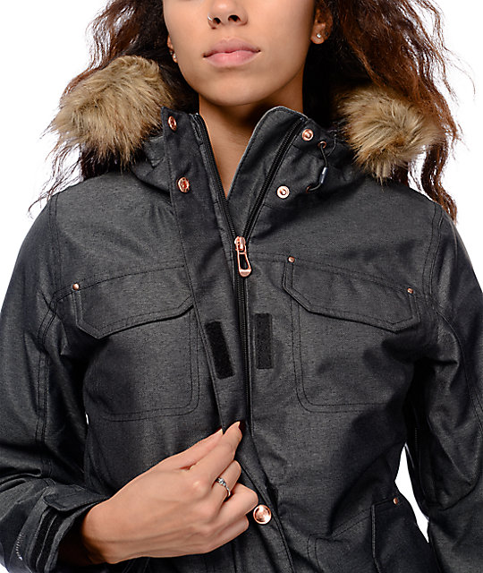 black snow jacket with fur hood