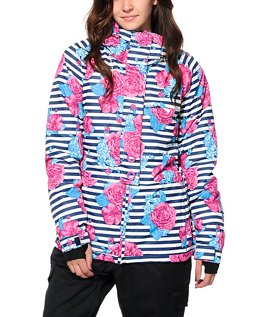 PWDR Room Park Floral Stripe 5K Snowboard Jacket | Zumiez