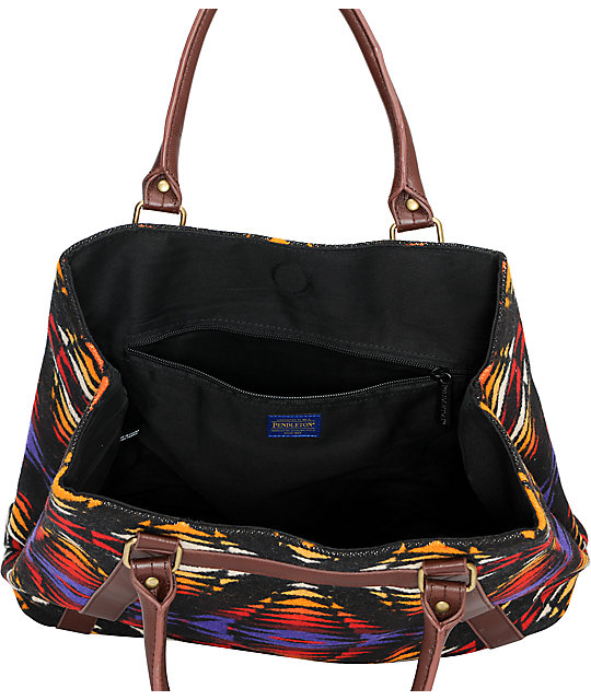 Pendleton Native Print Leather Tote Bag | Zumiez