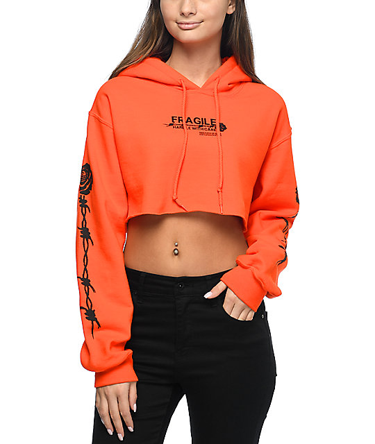 orange crop top hoodie