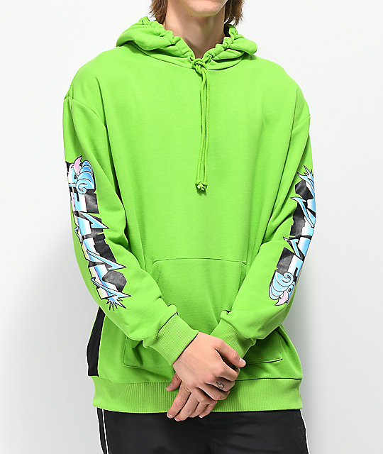 lime green hooded sweatshirt