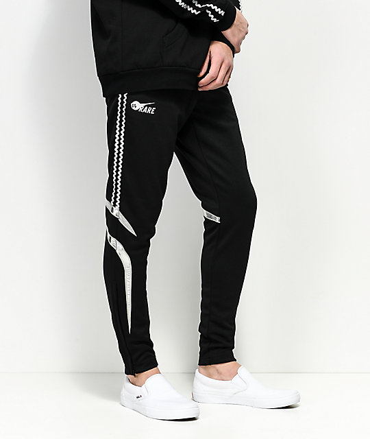 black and pink track pants