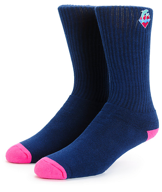 Pink Dolphin Waves Crew Socks | Zumiez