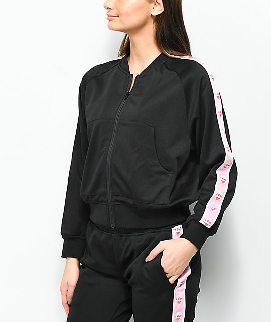 black zip up track jacket