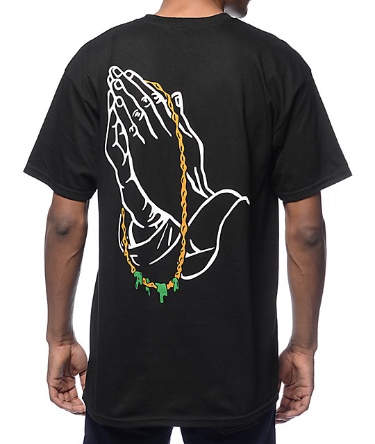 Pizzaslime Prayer Hands Black T-Shirt | Zumiez