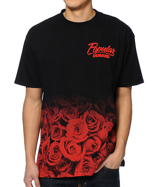 Popular Demand Rose Fade Black & Red T-Shirt