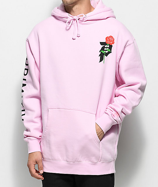 mens pink hoodie with rose