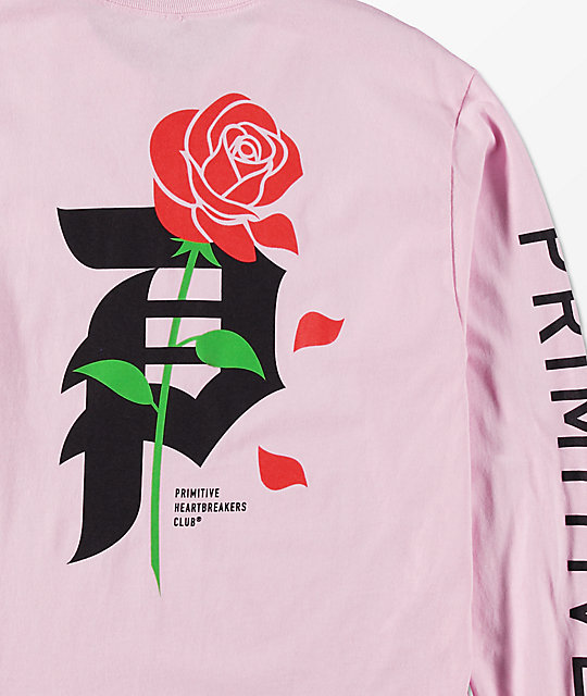 Primitive Heartbreakers Pink Long Sleeve T-Shirt | Zumiez