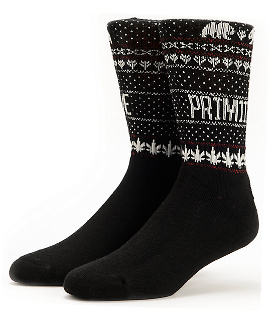 Primitive Jolly Bear Black & White Weed Print Socks | Zumiez