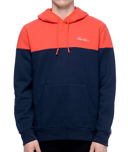 navy blue and red hoodie