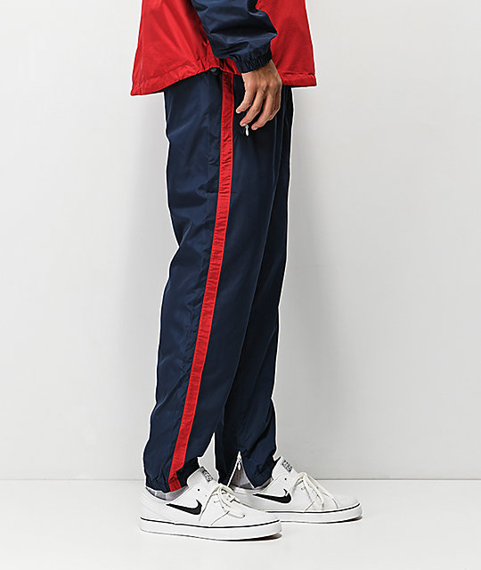 blue and red sweatpants