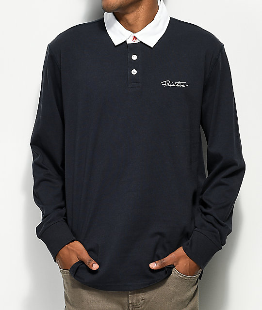 Primitive Solid Rugby Midnight Long Sleeve Polo Shirt | Zumiez