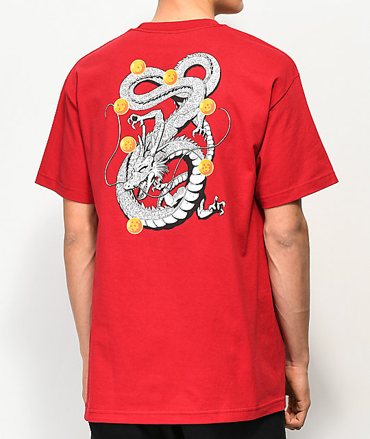 Fire online primitive x dragon ball z shenron red wash t shirt
