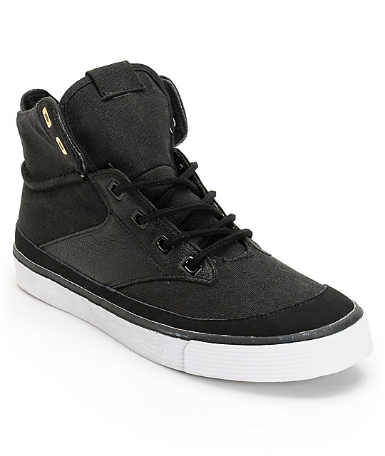 Project CANVAS Mono High Black & White Canvas Skate Shoes | Zumiez