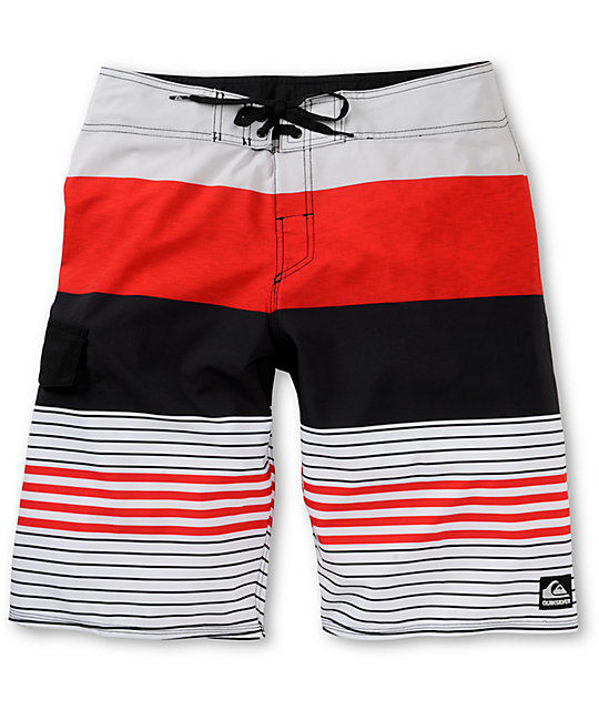 Quiksilver Clean And Mean Red & White Stripe Board Shorts | Zumiez