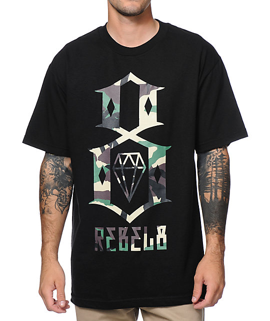 Rebel8 Fall Camo Logo T-shirt Black