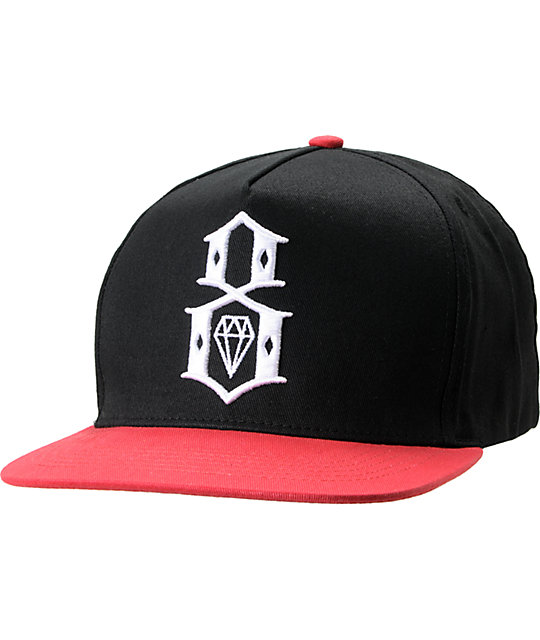 REBEL8 Classic Logo Black & Red Snapback Hat | Zumiez