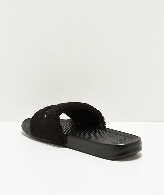 RIPNDIP Black Sherpa Slide Sandals | Zumiez