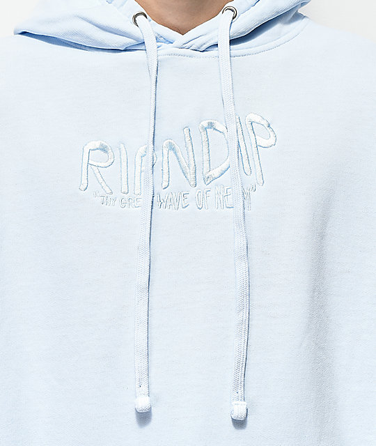 ripndip great wave light blue hoodie