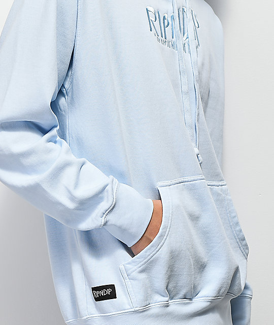 ripndip great wave light blue hoodie