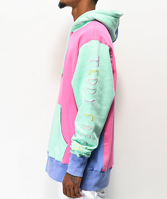 teddy fresh pastel colorblock hoodie