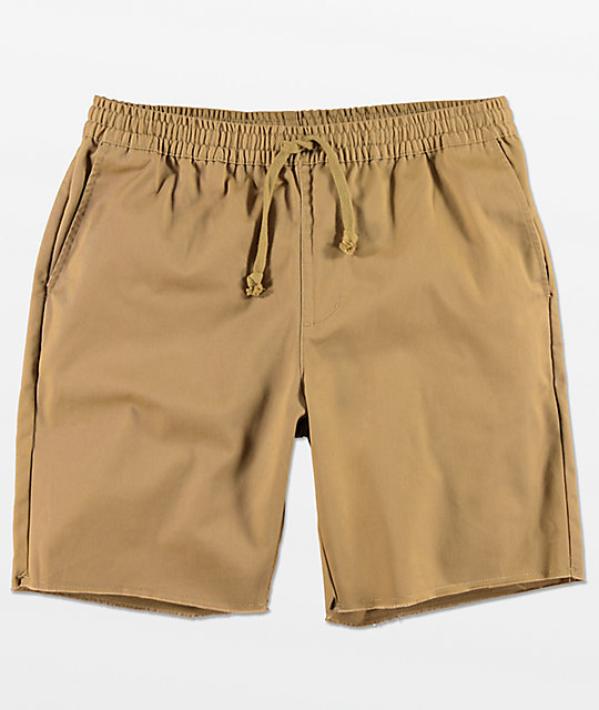 mens khaki shorts with elastic waistband