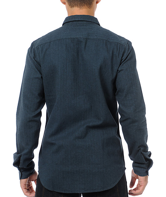 RVCA Bone Dark Blue Button Up Shirt | Zumiez