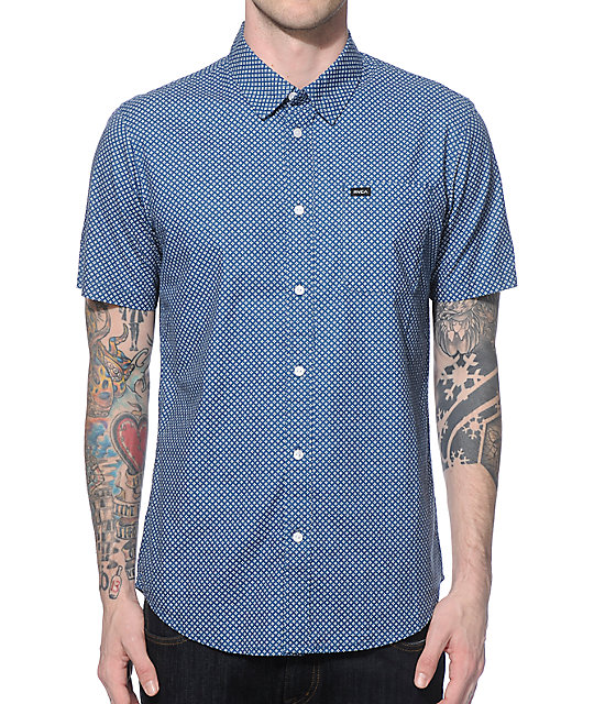 RVCA Done Up Blue Button Up Shirt | Zumiez