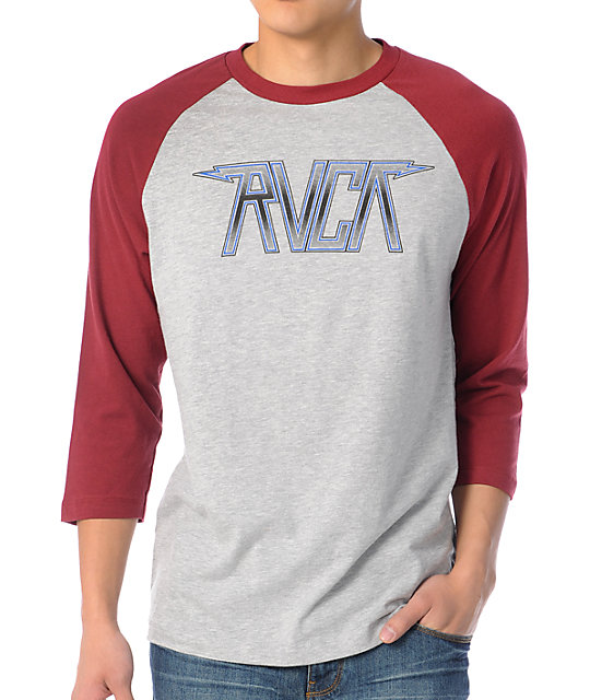 RVCA New Rocka Maroon Baseball T-Shirt | Zumiez