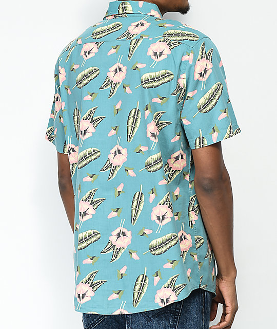 RVCA Boys Big Pelletier Tropic Short Sleeve Shirt