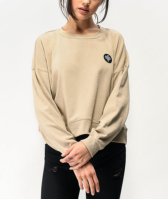 tan crew neck sweatshirt