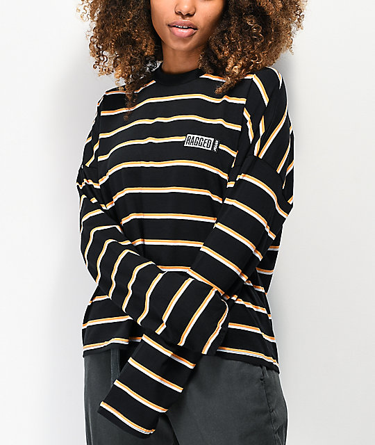 camiseta de rayas negra y blanca