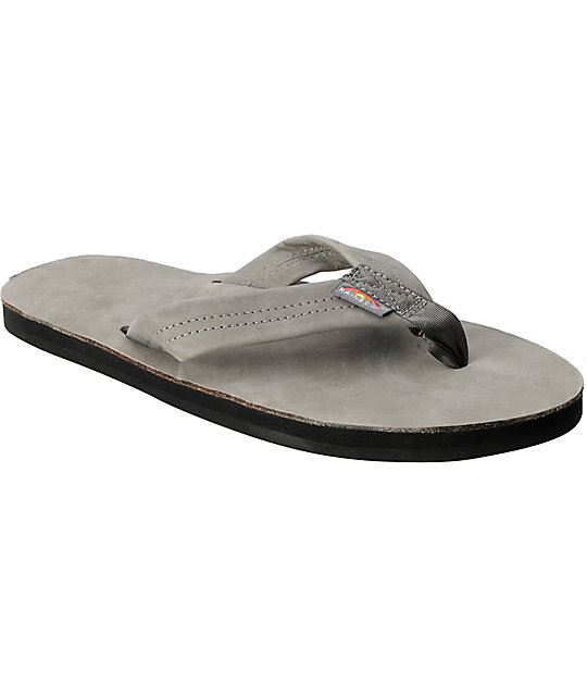 mens grey rainbow flip flops