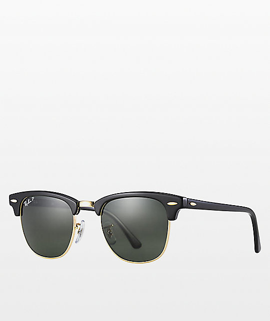 Ray Ban Clubmaster Black And Gold Polarized Sunglasses Zumiez 