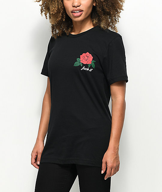 Rebel Soul Fuck It Rose Black T-Shirt | Zumiez