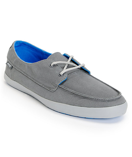 Reef Deckhand 2 Low Grey & Blue Boat Shoes