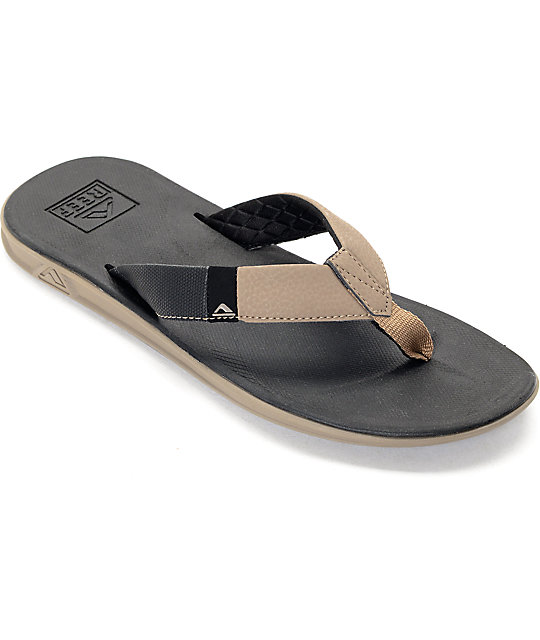 black and tan flip flops