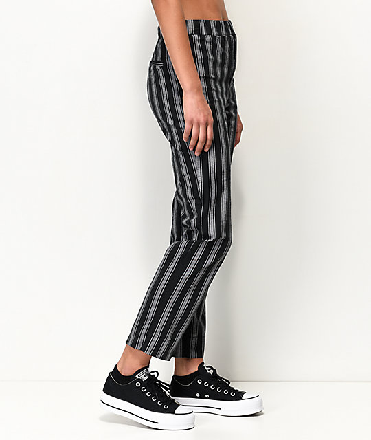 black and white striped crop pants