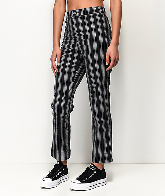 black and white striped crop pants