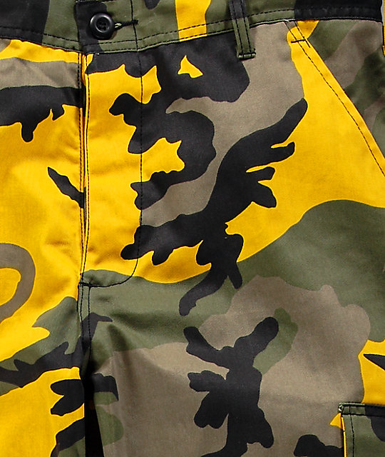 yellow camo joggers