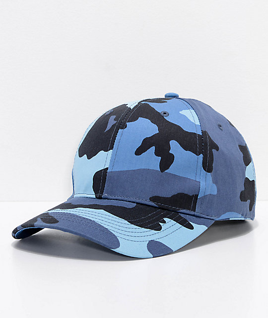 blue camouflage hat