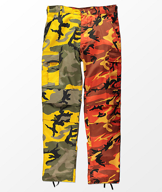 orange camo track pants