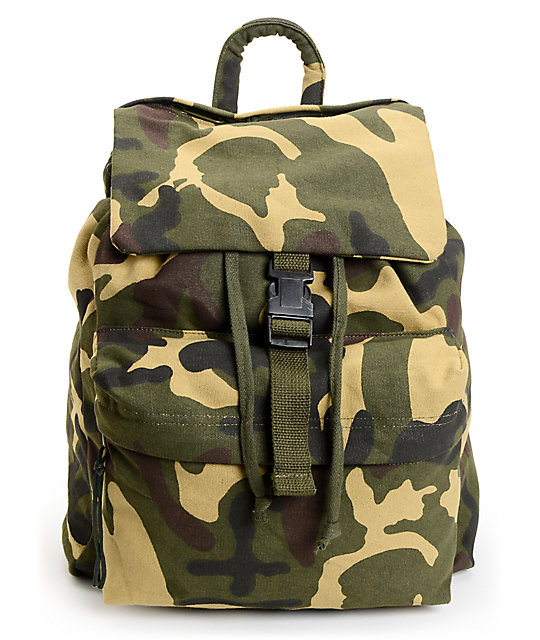 Rothco Woodland Camo Canvas Rucksack Backpack | Zumiez