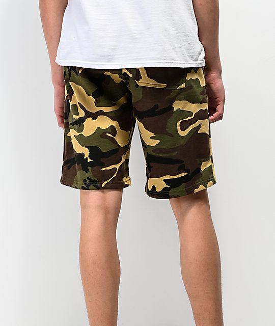 mens camo sweat shorts