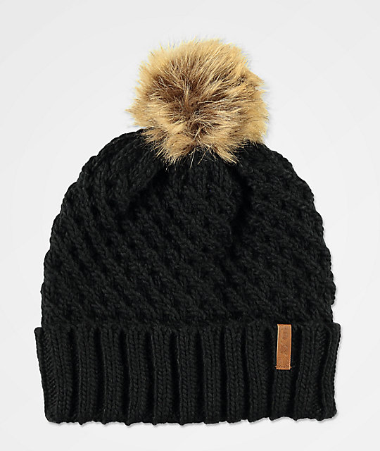 black beanie with pom pom