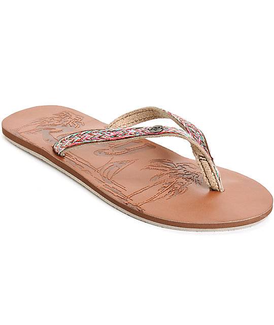 roxy brown flip flops