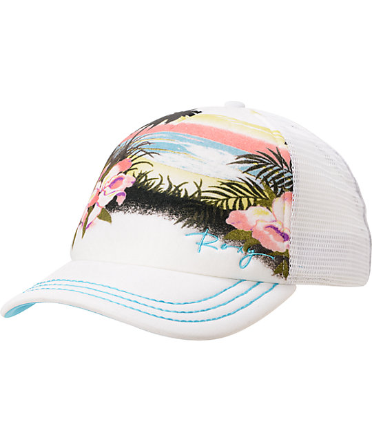 Roxy Dig This Tropical White Trucker Hat