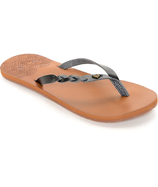 roxy leather flip flops